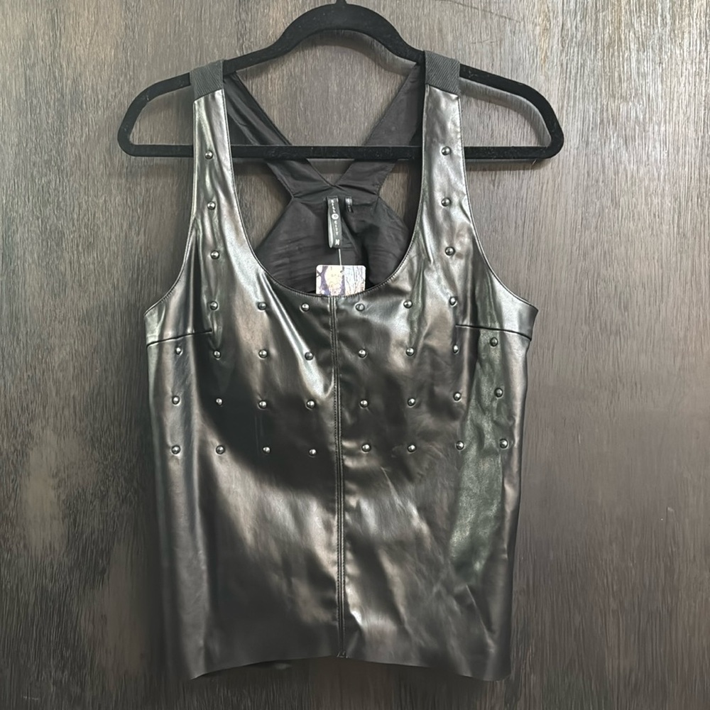 Faux leather top